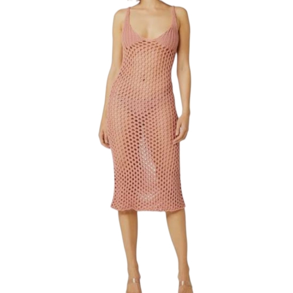 Nwt $255 Misa Los Angeles Ursula Crochet Midi Slip Dress Medium